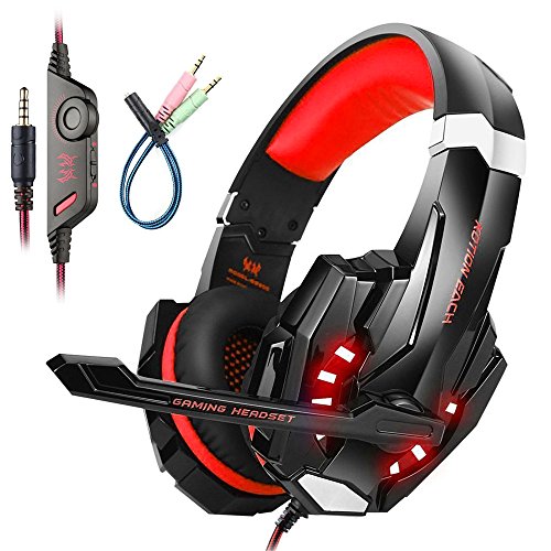 Mengshen Auriculares para Juegos para PS4 / Xbox One/PC/Mac/Laptop/Celular - Auriculares para Juegos con MicróFono, Luz LED, Sonido Envolvente Bajo, CancelacióN De Ruido, Orejeras Suaves