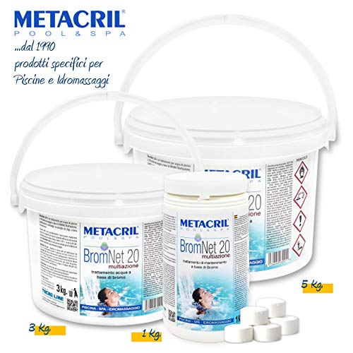 Metacril bromo multiazione (Pastillas DE 20 gr – Brom Net 20 multiazione 1 kg. Ideal para SPA Hidromasaje (Teuco, Jacuzzi, hafro, Glass, dimhora, Intex, Bestway, etc.) – Plegables immediata