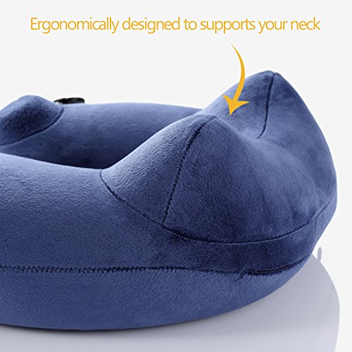 Metene Almohada de viaje,con soporte de cuello. Inflable, super suave y compacta para dormir en el avión, coche y tren. Con bolsa de transporte