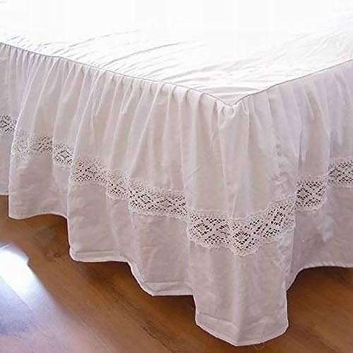 MEZI Rizado Falda De Cama 100% Algodón Falda De Cama - Resistente A La Contracción Y Al Desvanecimiento - 45cm Drop Dust Ruffle con Plataforma