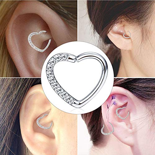 Milacolato Joyas Piercing del Cuerpo de Acero Inoxidable Anillos en la Nariz Daith Cartílago Clicker Hoop Piercings en el Tabique Circonita 3 Piezas