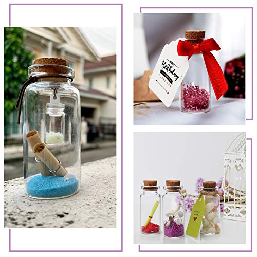 Mini Botellas de Vidrio con Tapón de Corcho (60 Piezas) - 10ml Miniatura Viales de Vidrio Frascos con 30m Cordel y 60 Tornillos de Ojo para Deseo de Fiesta Mensaje, Bodas Decoración, DIY Manualidades