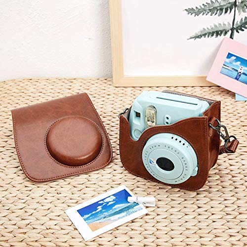 Mini PU Funda de Cuero, PTNeu Estuche para la Camara para Fujifilm Instax Mini 8 Mini 8 Mini 9, Bolsa Funda de Cámara Instantánea, Bolso Exclusivo para Cámara Retro con Correa Extraíble