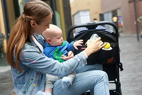 Miracle Baby Bolsa Organizadora de Cochecitos para Mamá,Bolsa Carrito Bebe Súper Liviana, Multifuncional de Gran Capacidad para Almacenar-32 * 20 * 19cm(Negro puro)