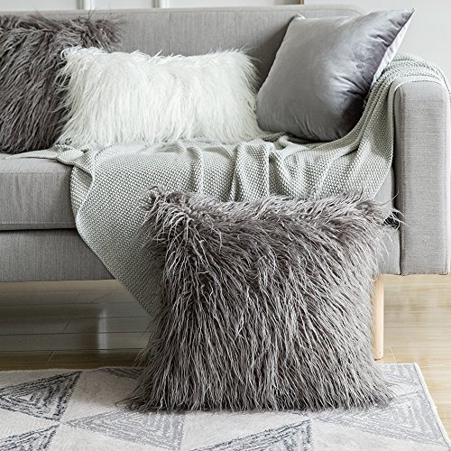 MIULEE Navidad Juego de 2 Funda de Almohada Cojines de Piel Decorativos Cuadrados y Suaves Cojines PeloPara la Decoración del Hogar Sofá Cama del12x20 Inch 30 x 50 cm Blanco