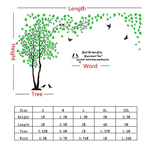 MJTP DIY 3D Enorme Árbol de Pareja Pegatinas de Pared Cristal Acrílico Calcomanías Murales Decoración Hogareña Artes de la Pared (L, Plata, Derecha a Izquierda)