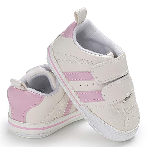 MK Matt Keely - Zapatillas de bebé con suela suave antideslizante para primeros caminantes, para bebé y niña, entrenadores prewalker rosa Tira rosa. Talla:6-12 meses