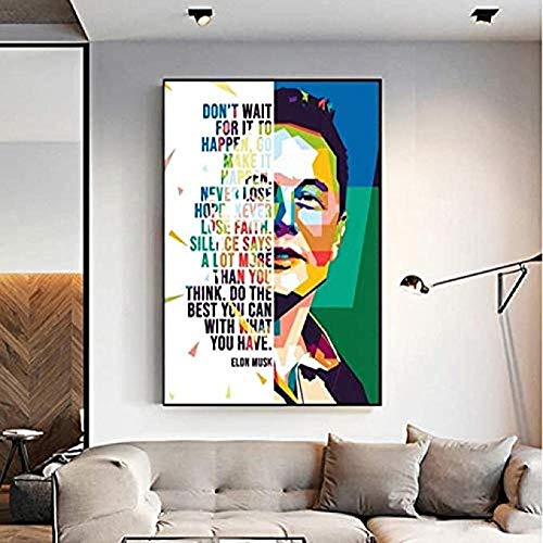 MKAN Póster Clásico, Póster De Elon Musk, Pintura En Lienzo, Cuadro Artístico De Pared, para Sala De Estar, Pinturas Decorativas para El Hogar, 40X60Cm