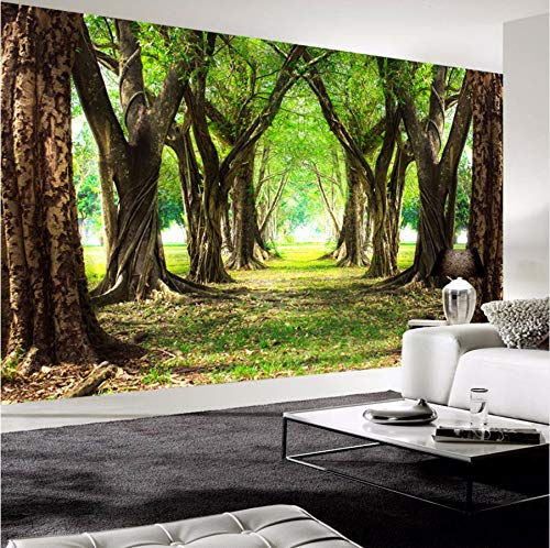 Mkkwp Decoración Para El Hogar Moderna 3D Forest Tree Green Boulevard Mural De Tv Personalizado Pared De La Sala De Estar Dormitorio Sofá Dormitorio De Noche Foto De Fondo De Pantalla-300Cmx210Cm