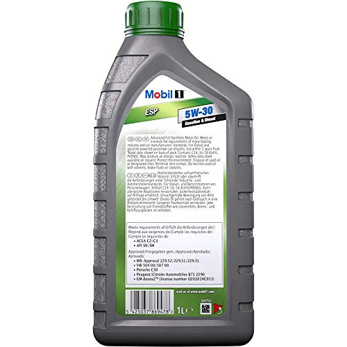 Mobil 1 ESP Formula 5W-30-Lubricante Motor Automóvil, 1 l