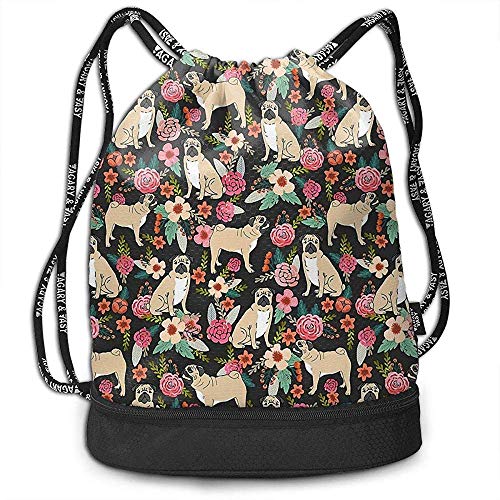 Mochila con cordón, diseño de flor de carlino