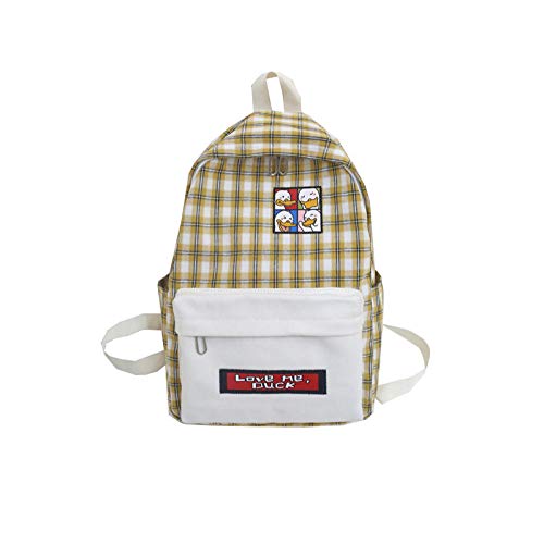 Mochila escolar Mochila De Tela Escocesa De Lona Amarilla Mochila De Estudiante Femenina Encantadora para Adolescentes Mochila De Viaje Mochila De Libros