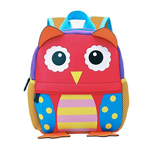 Mochila Infantil para Niños Primaria Pequeña Guardería Mochila Preescolar para Niños de 2-5 Años Dibujo de Animal Lindo (Búho, 21 * 8 * 26CM)