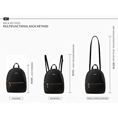 Mochila pequeño para mujer Bolso casual Mochila Mini Pu Bolso de cuero Mochila de viaje (negro)