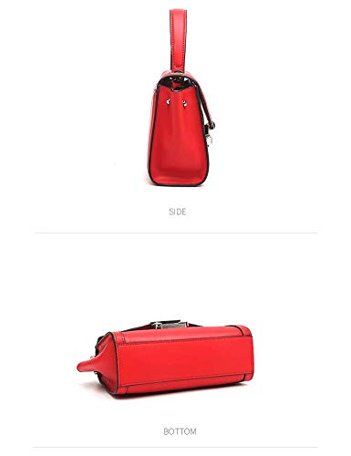 Moda bolsos de ancho correa para el hombro casual salvaje portátil hombro hombro bloqueo cuero de dos capas bolso de cuero tendencia salvaje-red