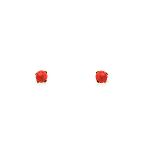 Monde Petit T1775P - Pendientes de bebe/niña oro 18 kts. patillas coral fino 3 mm.