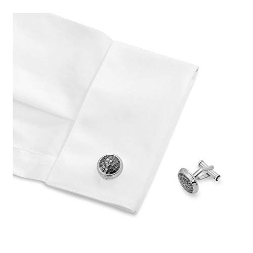 Montblanc Men's Round Silver Steel With Martele Inlay Cufflinks 124207