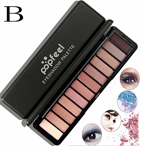 MORETIME Brillo cosmético para el maquillaje de sombra de ojos cosmética femenina de 12 colores paleta profesional de sombra de ojos mate, en polvo, pigmentos naturales, nude, ojos ahumados