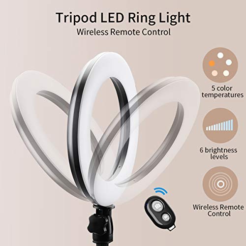 Morpilot LED Ring Light con Soporte para trípode, 10 Pulgadas de luz Regulable Ring, 5 Colores, 2 Soporte para teléfono, Youtube, Tiktok, transmisión en Vivo, Maquillaje