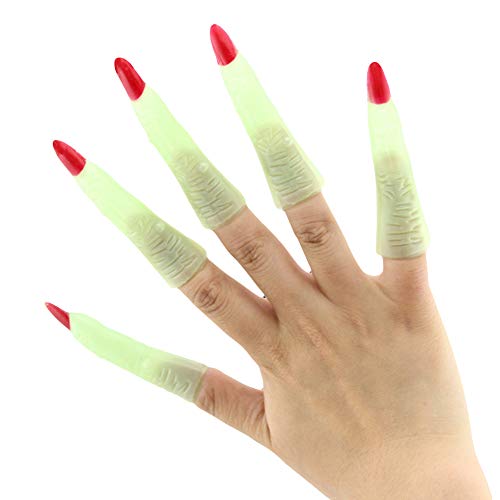 Mothcattl Halloween Fake Luminous Witch uñas espeluznantes fiesta Cosplay Props 10 piezas 10 piezas