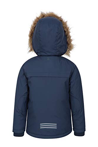 Mountain Warehouse Parka de niños Samuel. Resistente al Agua, con Forro Polar de Microfibra y Varios Bolsillos, Incluido uno Interno. Azul Marino 5-6 Años