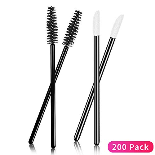 mreechan Pincel de labios desechable y pincel de pestañas desechable,100 pinceles labiales y 100 pinceles de pestañas,Herramientas de maquillaje que hacen que tu look sea más natural y hermoso