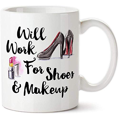 Mug Ceramic Funny Coffee Mug-Creative Print Pattern-I Love Makeup