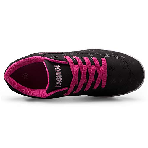 Mujer Adelgazar Zapatos Sneakers para Caminar Zapatillas Aptitud Cuña Plataforma Zapatos（37,Negro