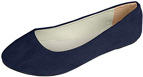 Mujer Bailarinas Básicas de Piel Sintética Zapatos Planos Ocio y Moda,Azul Negro,EU 35