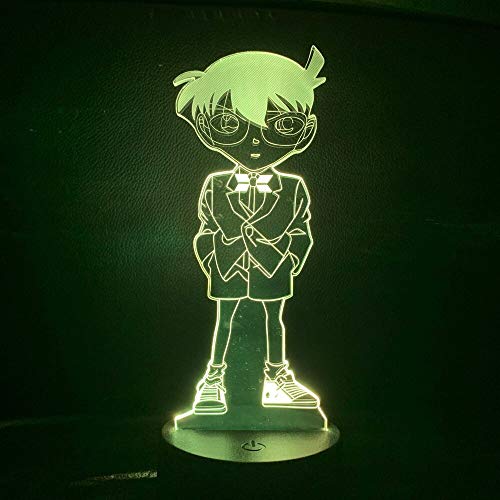 Múltiples colores Anime Detective Conan Luz de noche Habitación de los niños Luz de noche única para bebés Caja de cómic para niños Regalo de luz de noche LED 3d