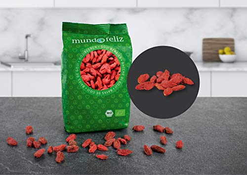 Mundo Feliz - Bayas de goji ecológicas, 5 bolsas de 100 g