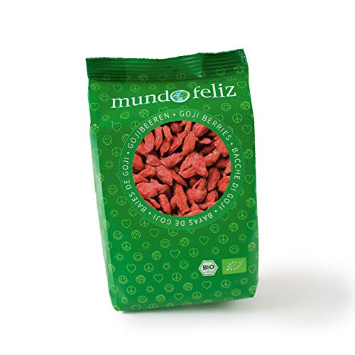 Mundo Feliz - Bayas de goji ecológicas, 5 bolsas de 100 g