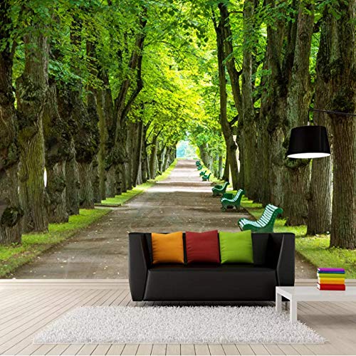 mural pared Custom Any Size Mural Pintura de pared Verde Big Tree Boulevard 3D Wallpaper de la sala de estar Dormitorio Decoración Dormitorio Mural-300cmx210cm