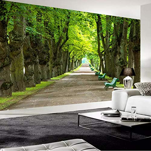 mural pared Custom Any Size Mural Pintura de pared Verde Big Tree Boulevard 3D Wallpaper de la sala de estar Dormitorio Decoración Dormitorio Mural-400cmx280cm