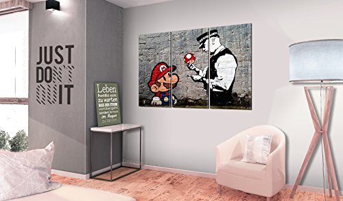 murando - Cuadro en Lienzo 60x40 cm - Banksy Impresión de 3 Piezas Material Tejido no Tejido Impresión Artística Imagen Gráfica Decoracion de Pared Mario Street Art h-B-0080-b-e