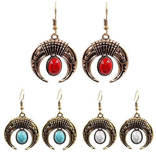 Muzhili3 - Pendientes para mujer, diseño de luna, color rojo rosso