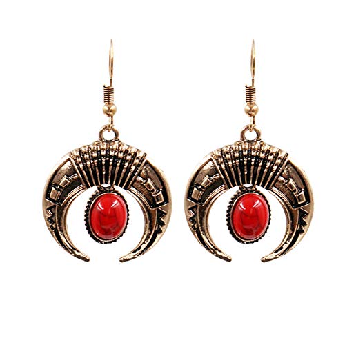 Muzhili3 - Pendientes para mujer, diseño de luna, color rojo rosso