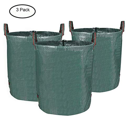 MVPower Bolsas de Basura de Jardín, Set de 3pcs x 272L, Gran Capacidad, de PE Material, Plegable, Resistente a la Corrosión y al Daño, para Hojas Plantas Podadas etc.