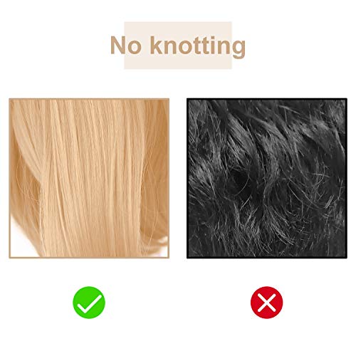 Nadazaa Peluca de pelo ondulado Larga Dorado Pelo Gris Negro Natural Cosplay para Fiesta Party Halloween resistente al calor