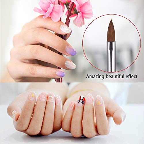 Nail Art Brush 3D Pinceles de pintura para uñas Acrílico Kolinsky Sable Hair con colorido Plating Handle Pen 10# (Cepillo de uñas acrílico 10#)