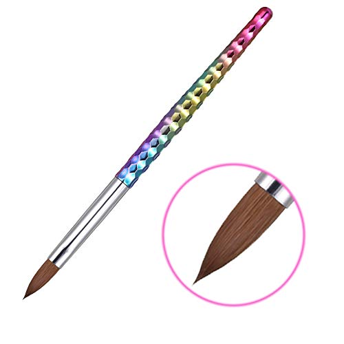 Nail Art Brush 3D Pinceles de pintura para uñas Acrílico Kolinsky Sable Hair con colorido Plating Handle Pen 10# (Cepillo de uñas acrílico 10#)