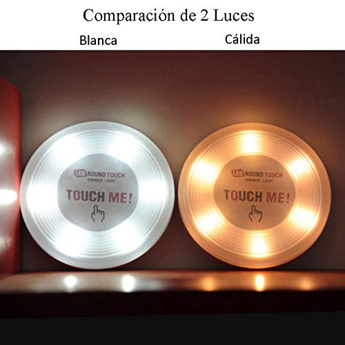 Najiny Lámpara de Toque de Nocturna 6 Sensor Regulable Táctil LED de Luz Inalámbrica Touch Light Pegar en la Pared Techo,Dormitorio, Garajes, Espacio Oscuro,Iluminación Ligero y Pequeño-Luz Blanca