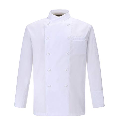 Nanxson CFM0028 - Chaqueta de cocinero para hombre (manga larga, transpirable), color blanco Blanco L