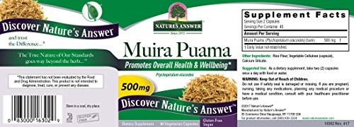 Nature's Answer Muira Puama Bark, 90-Count