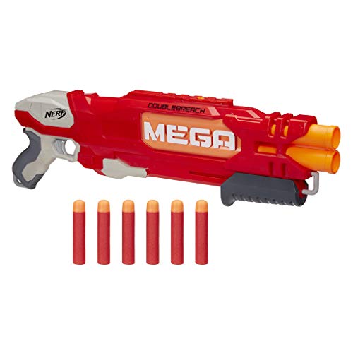 Nerf Ner Mega Doublebreach Pistola Lanza Dardos, Color Gris, Naranja, Rojo, 55 cm (Hasbro B9789EU4)