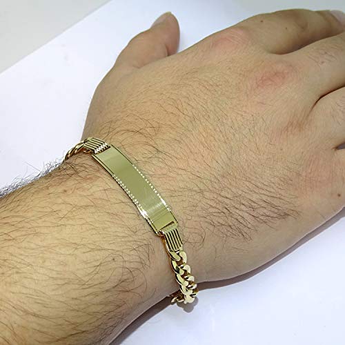 Never Say Never Pulsera para Hombre de Oro Amarillo de 18k con Placa de 1.00cm de Ancha y 20.00cm de Larga. 100% Personalizable. Cierre mosquetón 14.55gr de Oro de 18k