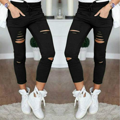 New Ripped Jeans For Women Women Big Size Ripped Trousers Stretch Pencil Pants Leggings Women Jeans Red XXL