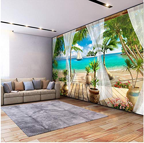 Newberli Custom 3D Photo Wallpaper Balcón Playa De Arena Vista Al Mar Sala De Estar 3D Sofá Dormitorio Fondo De Pared Mural Wallpaper Decoración Para El Hogar