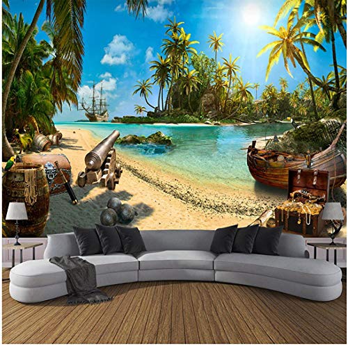 Newberli Custom Any Size 3D Wall Mural Wallpaper Decoración Para El Hogar Playa De Arena Cocoteros Mar Isla Paisaje Pintura De Pared Papel Tapiz Fotográfico