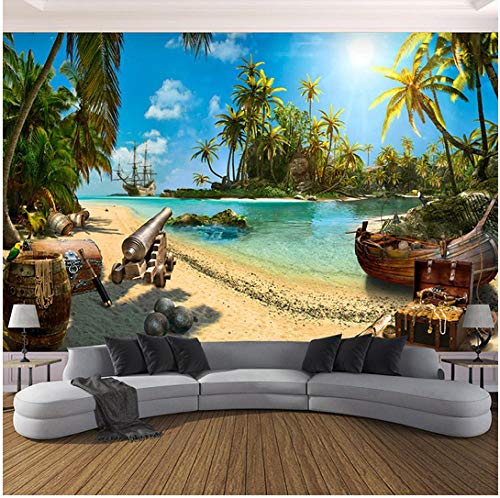 Newberli Custom Any Size 3D Wall Mural Wallpaper Decoración Para El Hogar Playa De Arena Cocoteros Mar Isla Paisaje Pintura De Pared Papel Tapiz Fotográfico